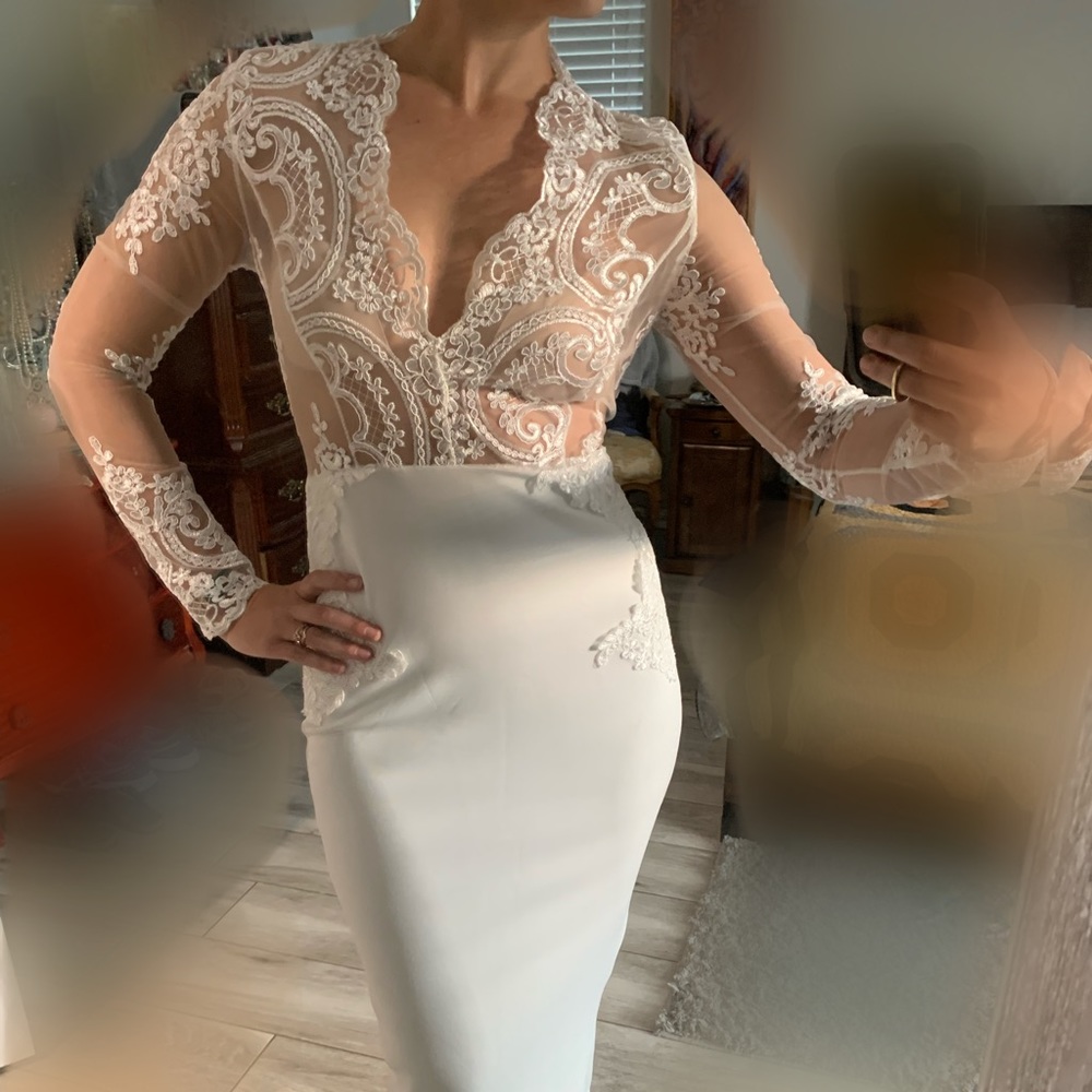 Lace sheer mid calf elegant sexy dress size M - S